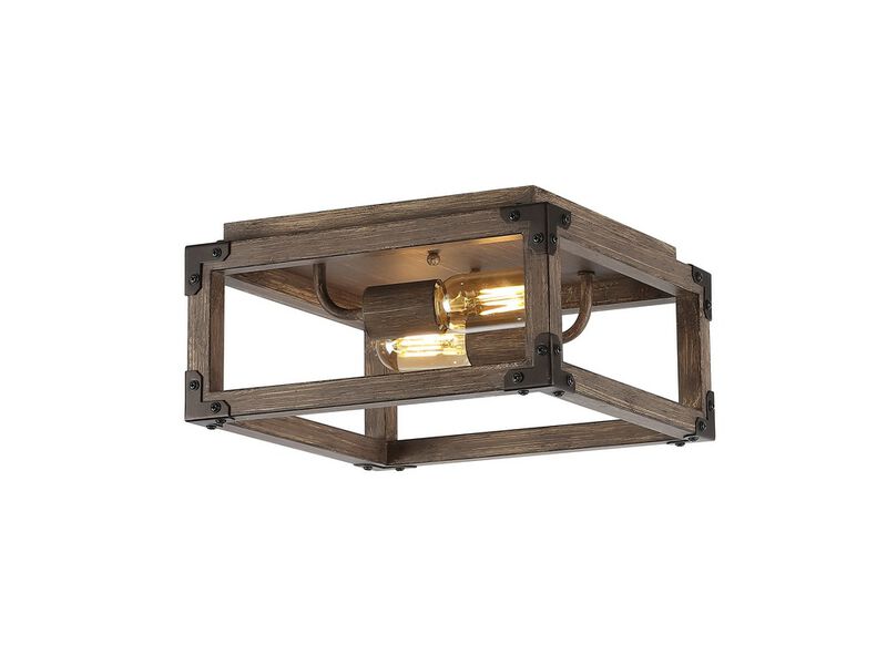 Magnolia 2-Light Iron Rustic Farmhouse LED Flush Mount