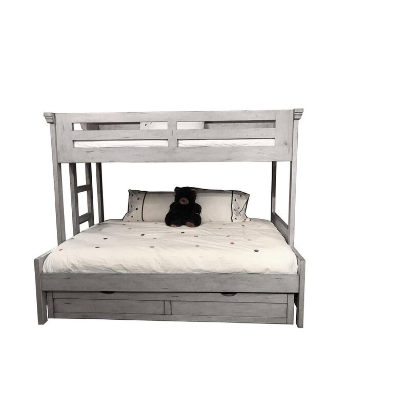 American Woodcrafters Stonebrook Twin Over Full 3/3 Over 4/6 Bunkbed - Light Distressed Antique Gray