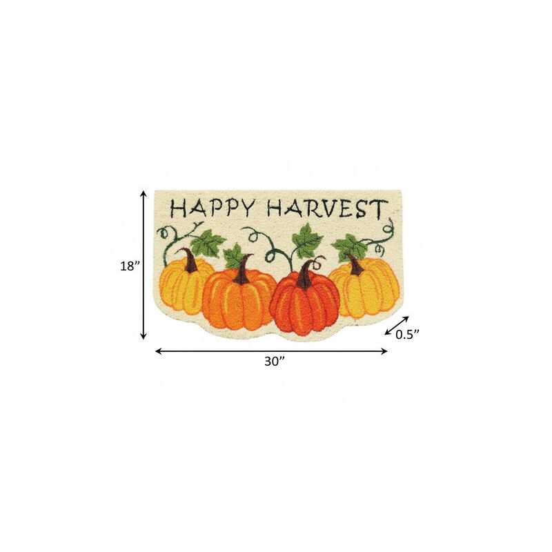 HomeRoots 18" X 30" Beige and Orange Coir Pumpkins and Leaves Outdoor Thanksgiving Door Mat image number 4