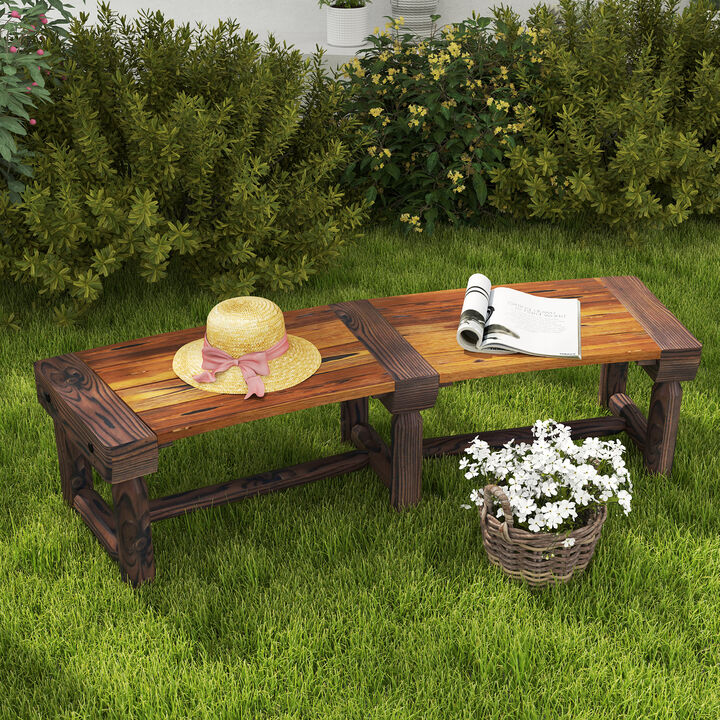 Hivvago Semicircular Wooden Garden Bench for Outdoor Spaces