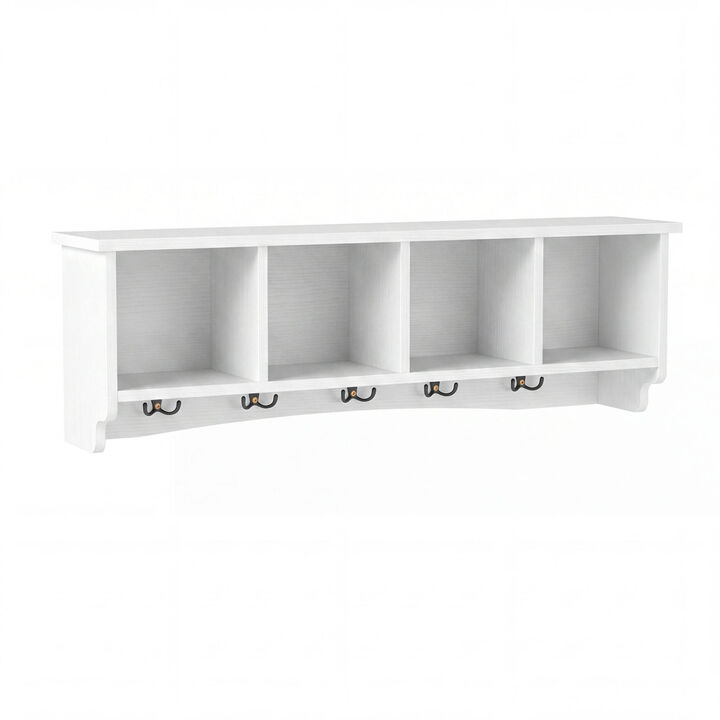 Entryway Coat Rack with Wooden Shelf and Storage Cubbies