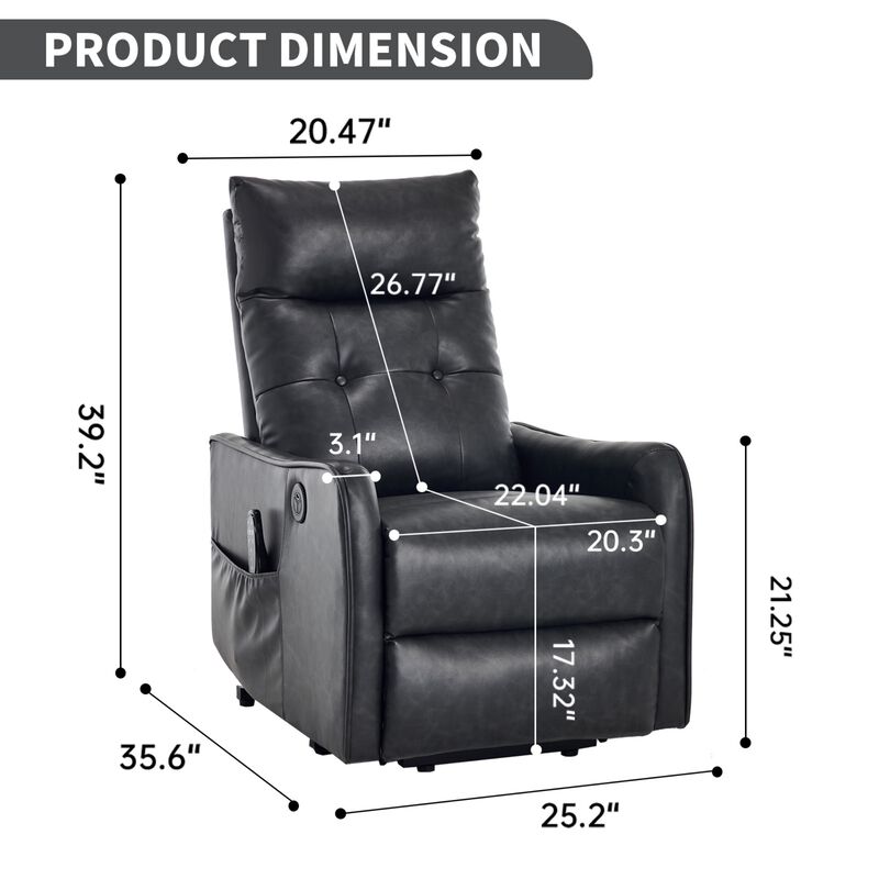 Faux Leather Power Lift Recliner Chair 155&deg; Recliner with Massage Heat & USB image number 9