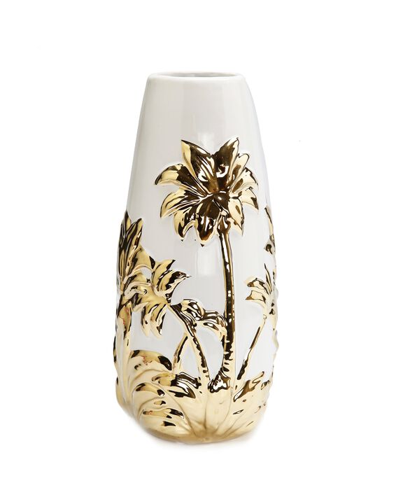 White Porcelain Vase with Gold Tree Design