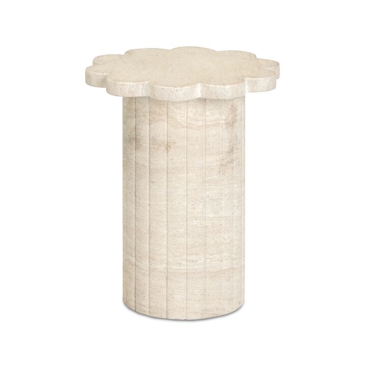 Blossom Faux Travertine Indoor/Outdoor Concrete Side Table