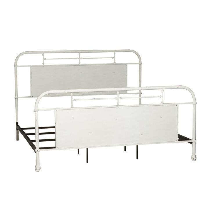 Liberty Furniture Vintage Series Queen Metal Bed - Antique White in Distressed Metal