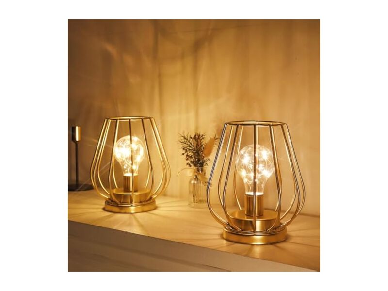 Cordless Battery Operated Metal Table Lamps Set Of 2 For Patio Outdoor Gold image number 2