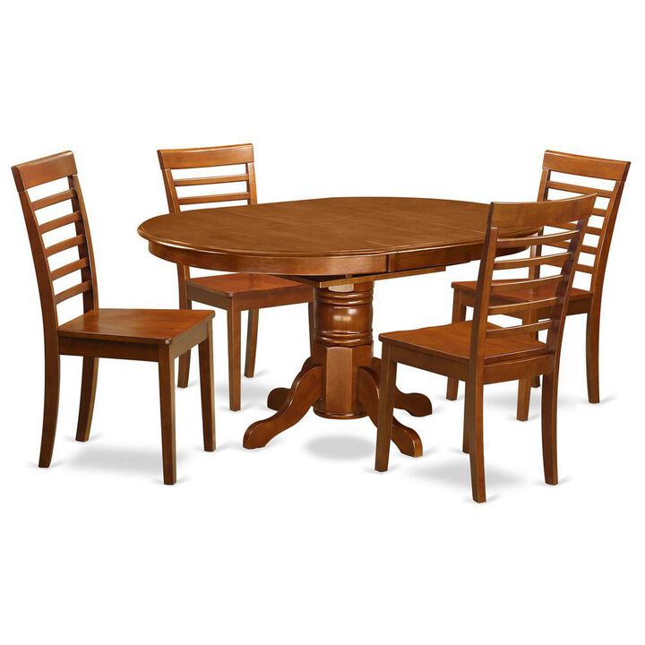 5 Pc Dining Room Set for 4 &ndash; Table with Leaf and 4 Dining Chairs