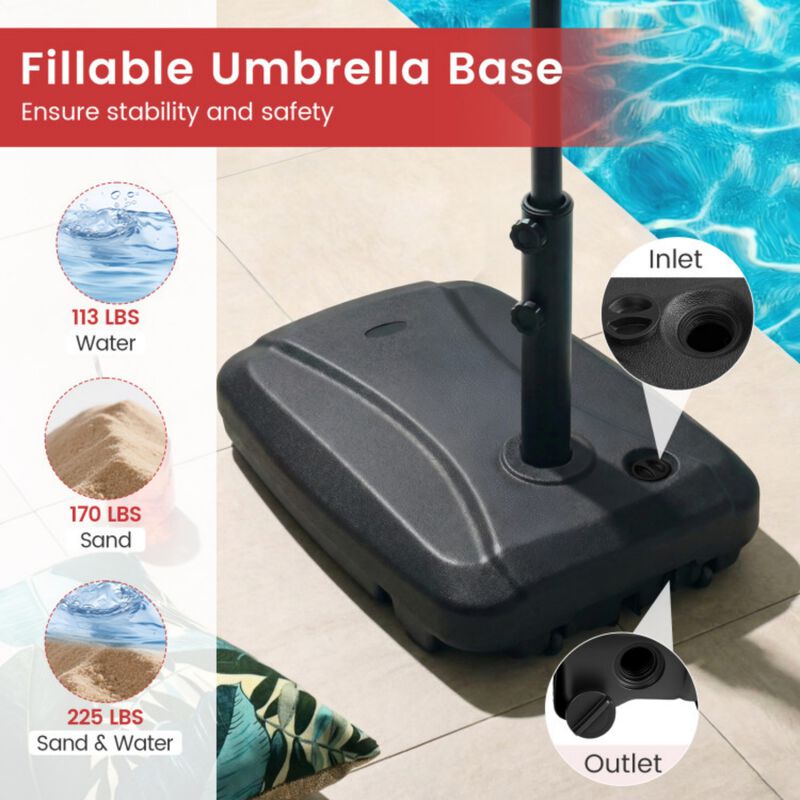225 LBS Cantilever Patio Umbrella Base with Wheels and Crossed Base image number 4