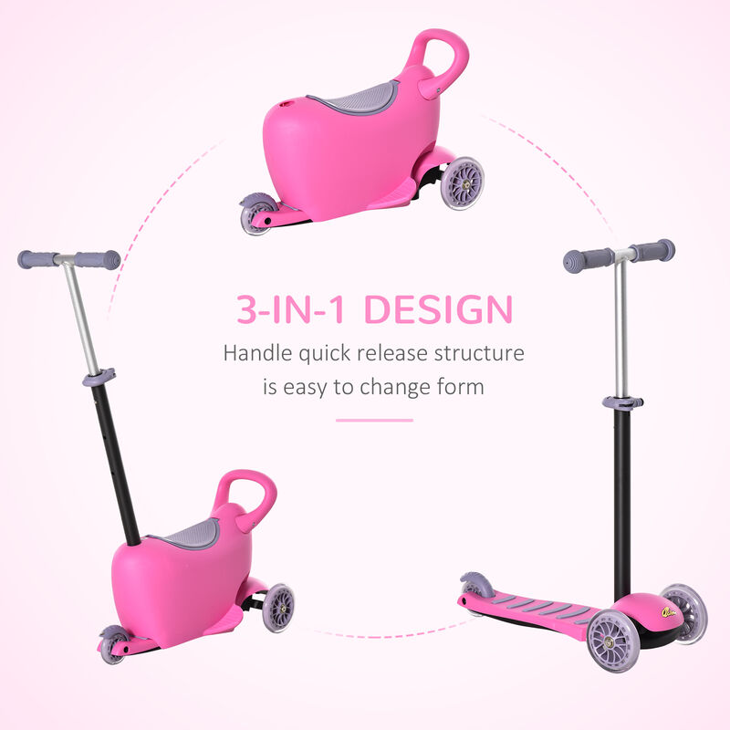 BreeBe 3-in-1 Ride On Push Car, Kids Scooter, Sliding Walker, Push Rider, with Adjustable Handlebar, 3 Balanced Wheels, Removable Storage Seat image number 3