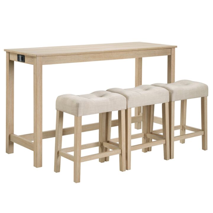Kepfuf 4‑Piece Farmhouse Bar Table Set