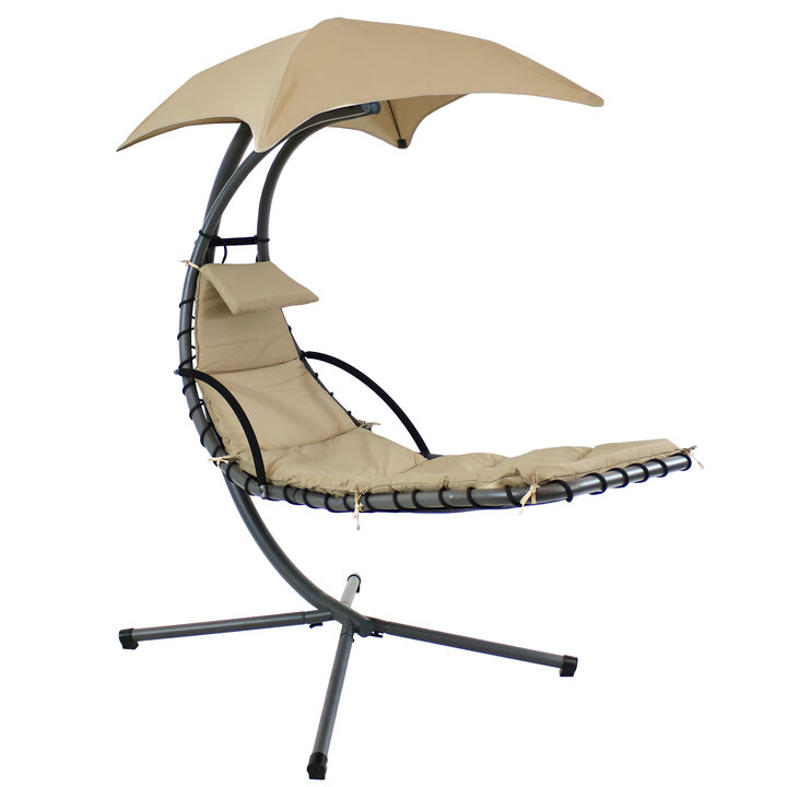 Sunnydaze Floating Lounge Chair with Umbrella/Cushion and Stand