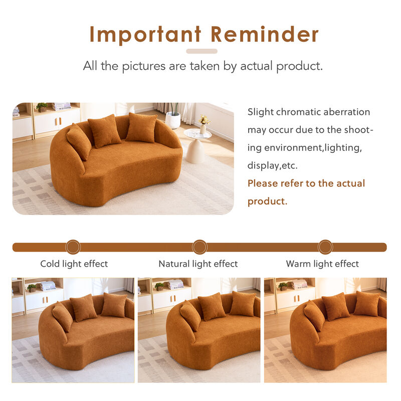 Whisen 65" Chenille Loveseat, 2-Seat Modular Sofa with 3 Pillows for Living Room, Apartment, Office image number 6