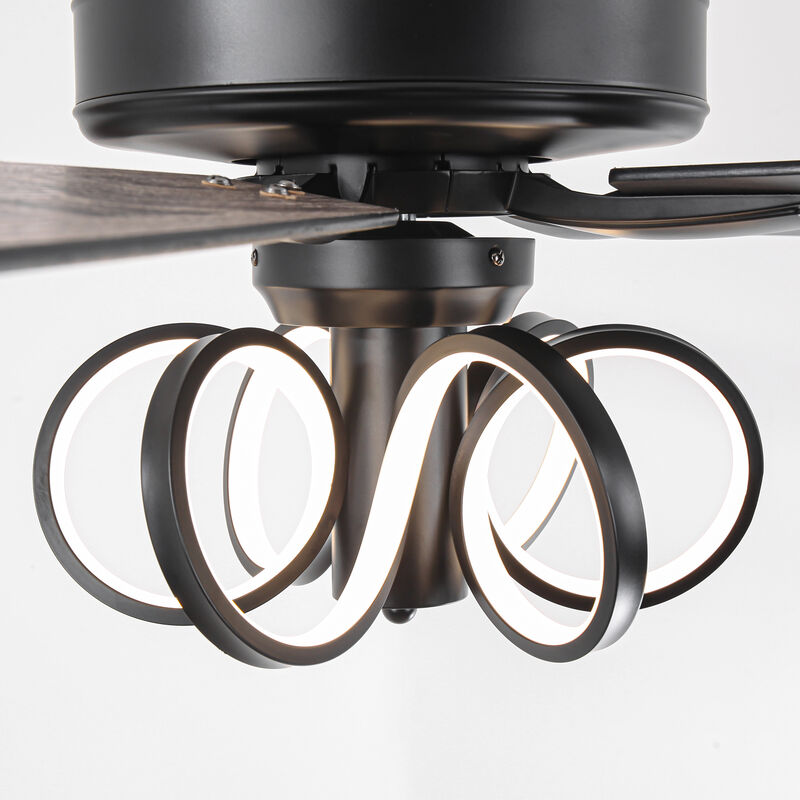 52 in. Matte Black Reversible Blades Ceiling Fan with Light and Remote