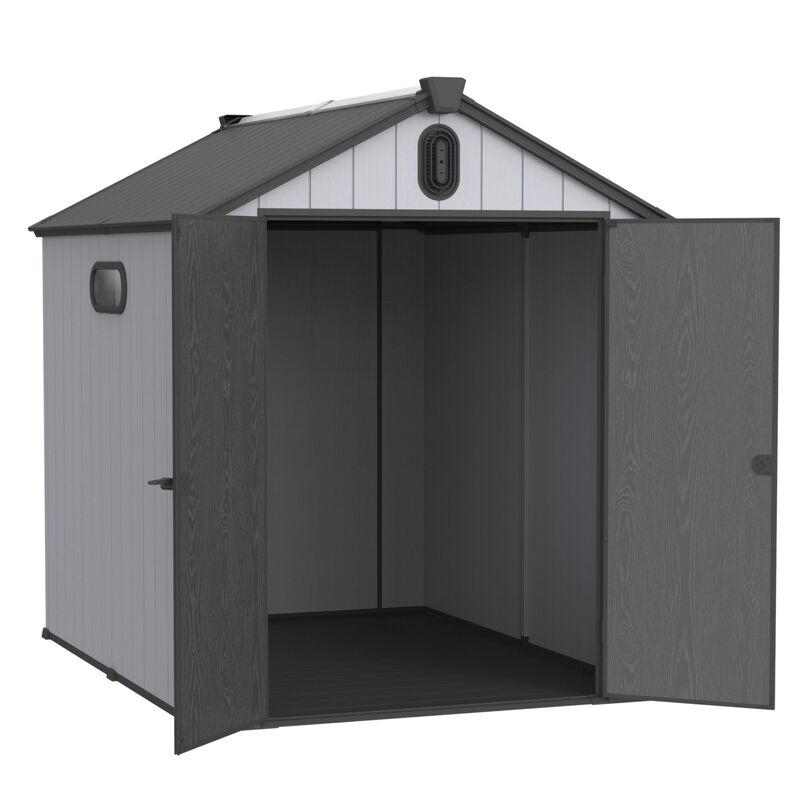 Mondawe 6x8ft Plastic Storage Shed,Rainproof Roof & Hinged Door,Backyard Garden Organization