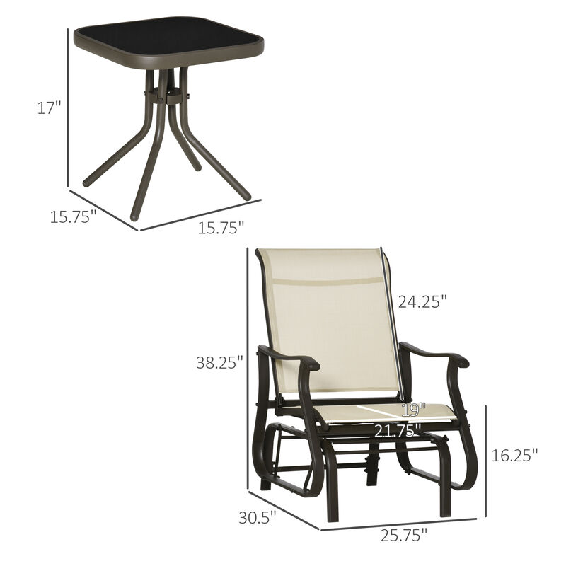 Hivvago 3-Piece Patio Gliders with Glass Top Table image number 2