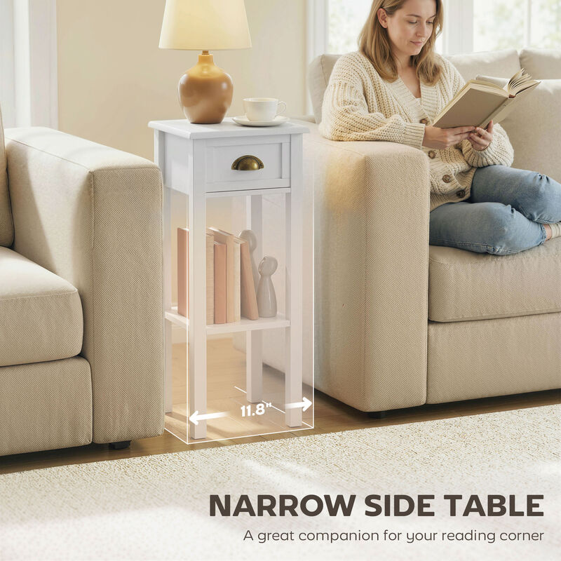 Hivvago 2-Tier Side Table with Drawer and Shelf for Living Room image number 4
