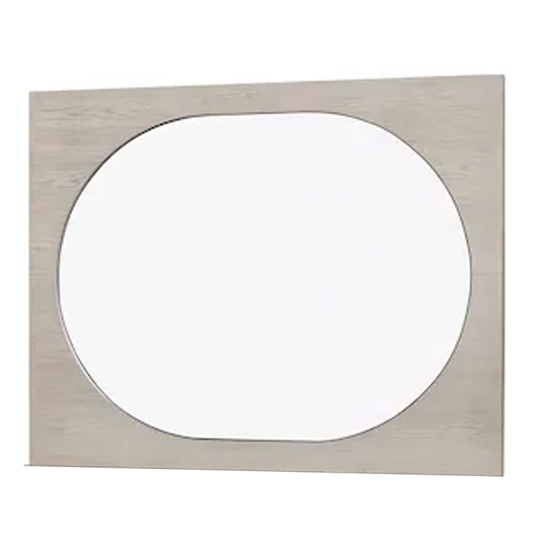 Celly Mirror, Round Beveled Edges, White Oak Solid Rubberwood 36x46