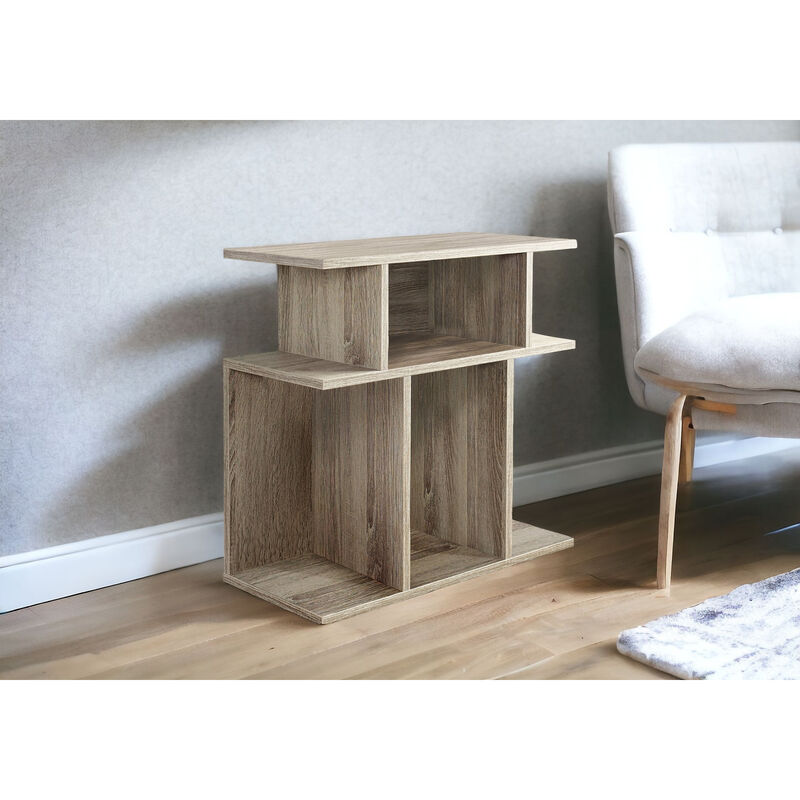 Wood Accent Table with 6 Open Storage Slots &ndash; Ideal for Books, Decor & More