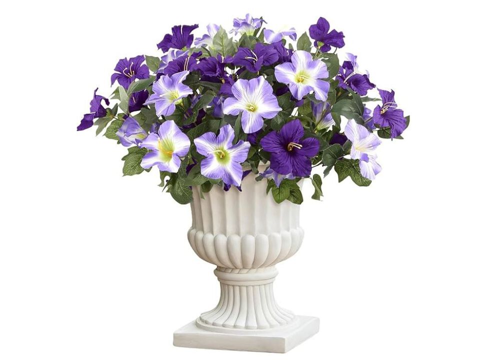 4 Bundle Purple Artificial Morning Glory Flowers UV Resistant Outdoor Garden