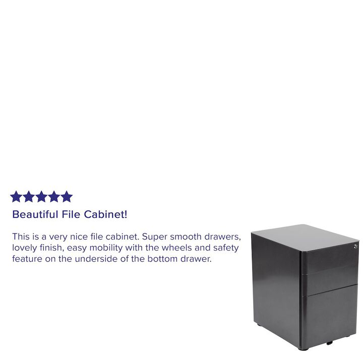 Flash Furniture 3-Drawer Mobile Locking Filing Cabinet with Anti-Tilt Mechanism, Black