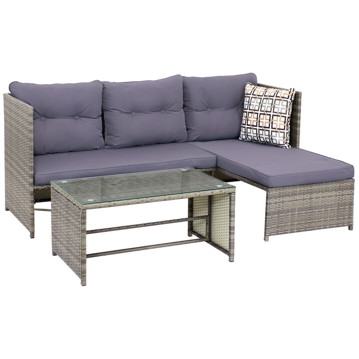 Sunnydaze Longford Rattan Patio Low-Back Chaise Sectional Set