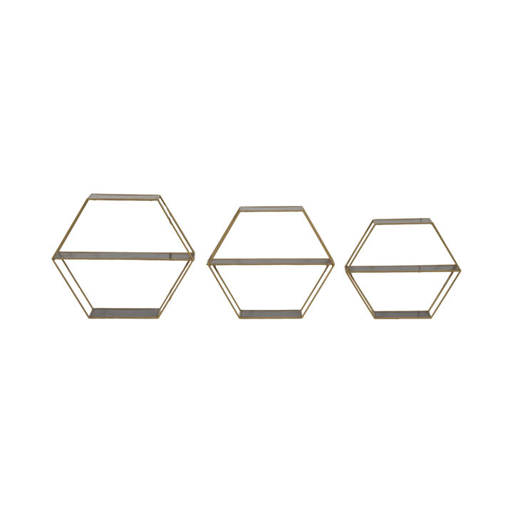 S/3 Hex Folding Wall Shelf