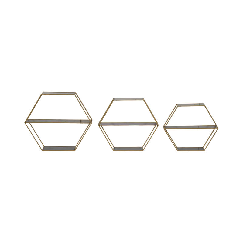 S/3 Hex Folding Wall Shelf image number 0