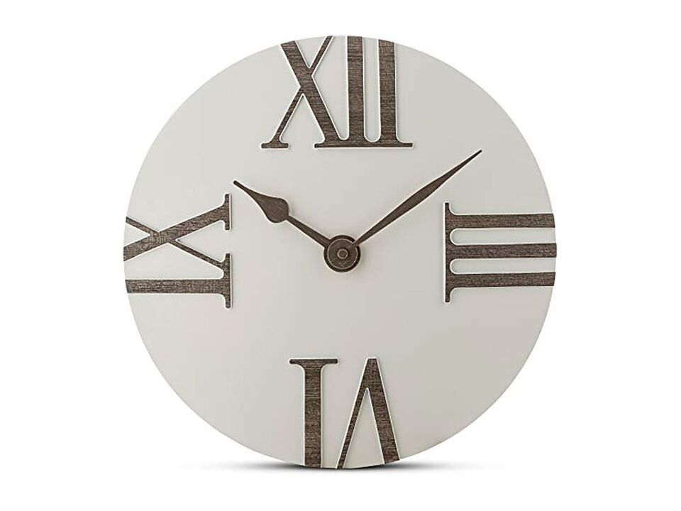 White Grey Convex Dining Wall Clock 12 Inch Silent Non Ticking Modern