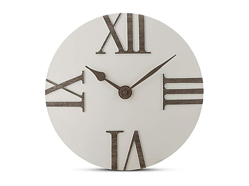 White Grey Convex Dining Wall Clock 12 Inch Silent Non Ticking Modern image number 0
