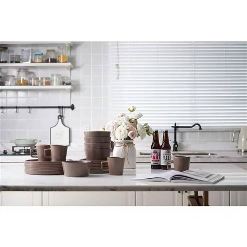 16-Piece Stoneware Dinnerware Set – Service for 4, Elegant Plates & Bowls