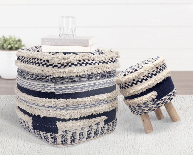 Pasargad Home Grandcanyon Braided Cotton Pouf image number 5