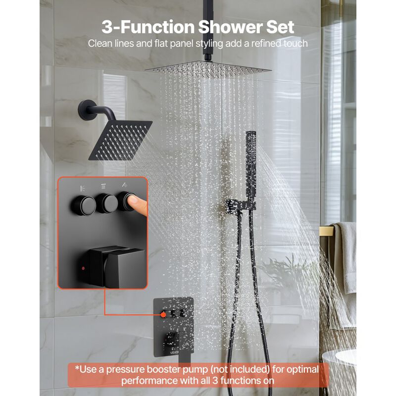 10 Inch Ceiling Mount Rainfall Shower System with Handheld Spray image number 4