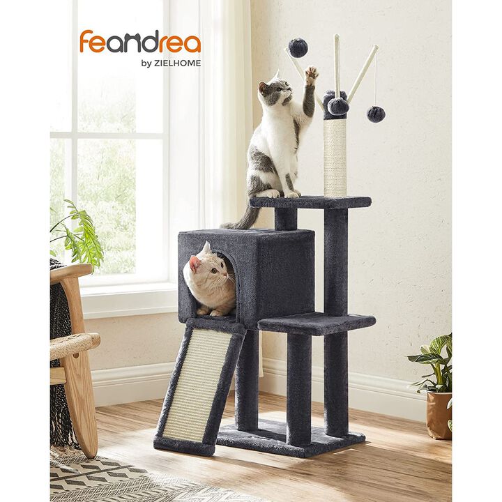 Cat Tree for Kittens and Indoor Cats - Compact Multi-Level Plush Cat Condo
