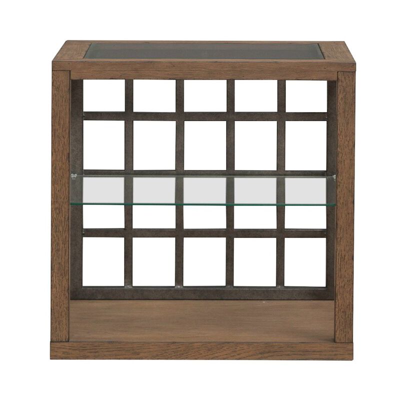 Liberty Furniture Bayhill Trellis End Table for Living Room - Honey w/ Black Metal Accents image number 3
