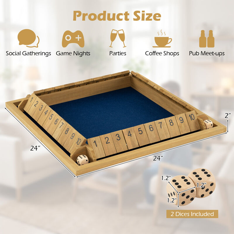 Extra Large Wooden Shut the Box Game for 2 to 4 Players for Home Game Room-Natural image number 2