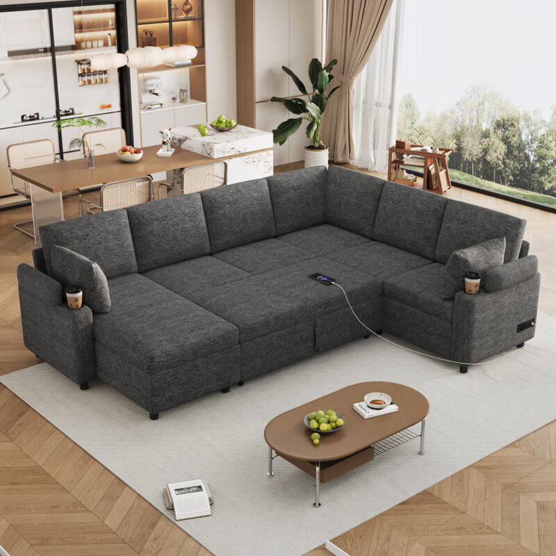 Zornug  Convertible L-Shaped Sectional Sofa Bed image number 2