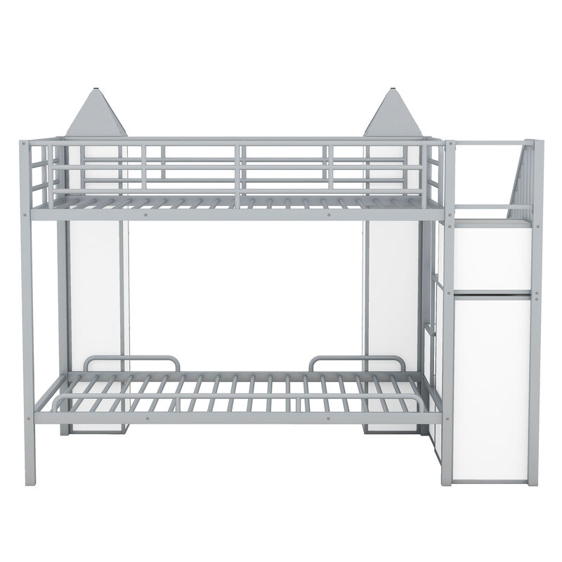 Merax Castle-shaped Bunk Bed with Wardrobe