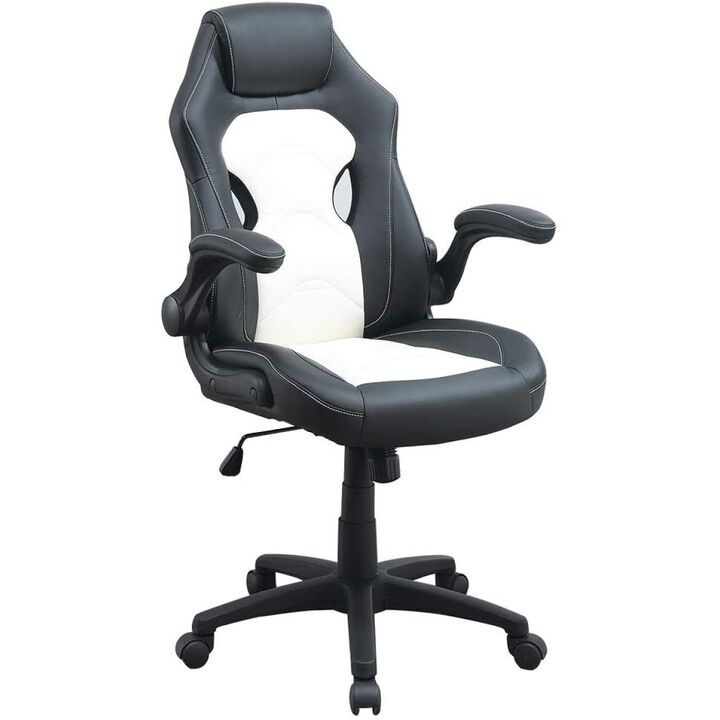 Office Chair Upholstered 1pc Comfort Chair Relax Gaming Office Chair Work Black And White Color