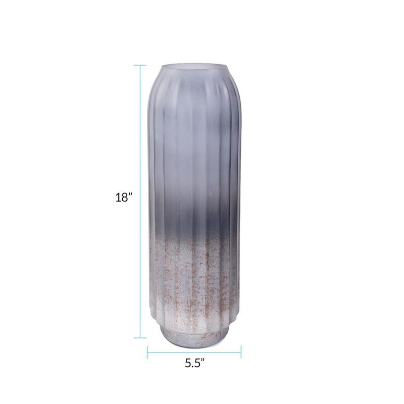 Howard Elliott Cool Ice Blue Ribbed Cylindrical Vessel image number 4