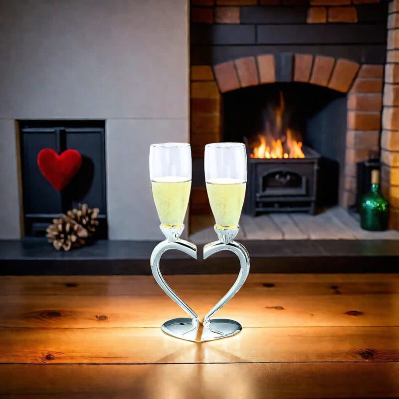 Bridal Toasting Goblets With Heart Shaped Separating Base & Stem image number 1