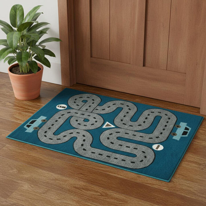 HomeRoots Transportation Youthful Washable Area Rug