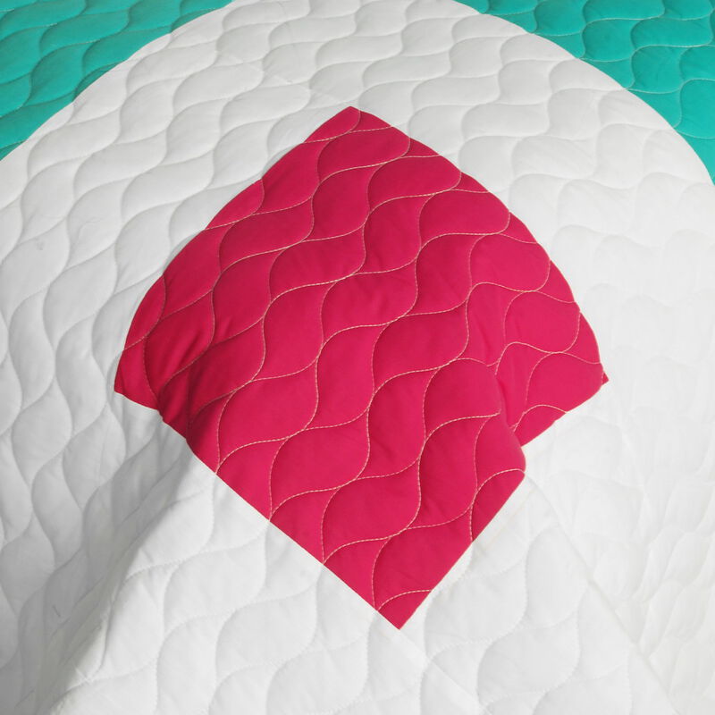 Queen 3 Piece Vermicelli Quilted Geometric Quilt Set for Bedroom Bedding-Green image number 4