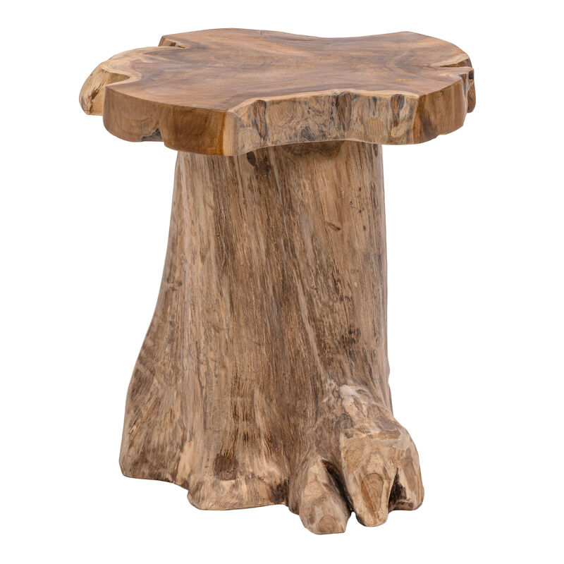 Amara Rustic Modern Handcrafted Live Edge Solid Teak Wood Stump Stool image number 7