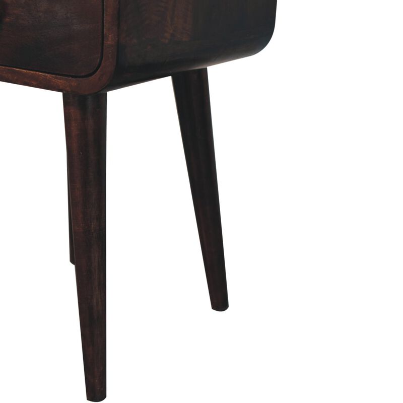 Artisan Furniture Solid Wood Mini California Walnut Curved Bedside with Open Slot image number 7