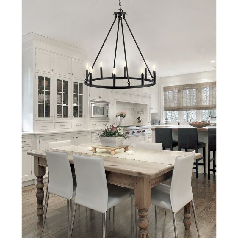 Oberto Ring Iron Rustic Farmhouse LED Chandelier