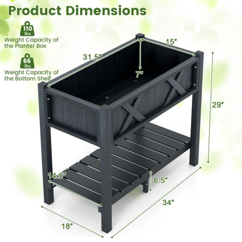 Hivvago HIPS Raised Garden Bed Poly Wood Elevated Planter Box