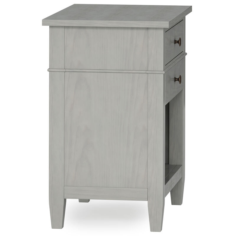 Carlton SOLID WOOD 24 inch Wide Contemporary Bedside Nightstand Table in Fog Grey