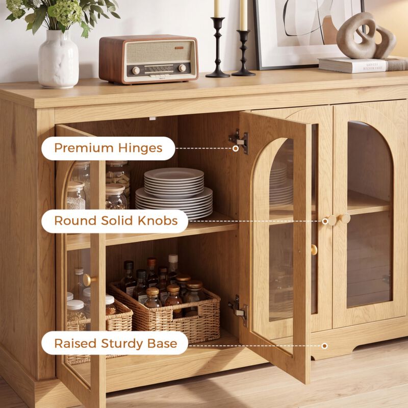 Fulbes  Farmhouse Arched Glass Door Sideboard Cabinet image number 5