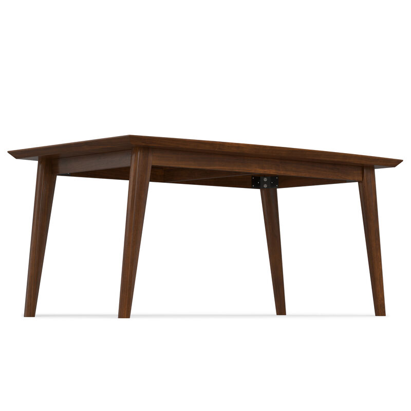 Draper SOLID WOOD and Rubberwood 66 inch x 40 inch Rectangle Mid Century Modern Dining Table in WALNUT WOOD