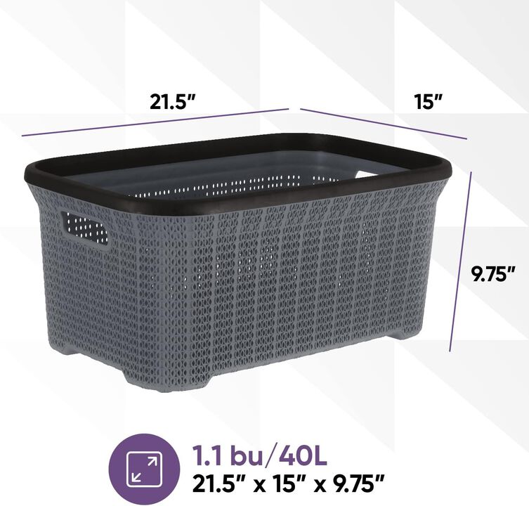 35 L Knit Laundry Basket, Onyx Grey
